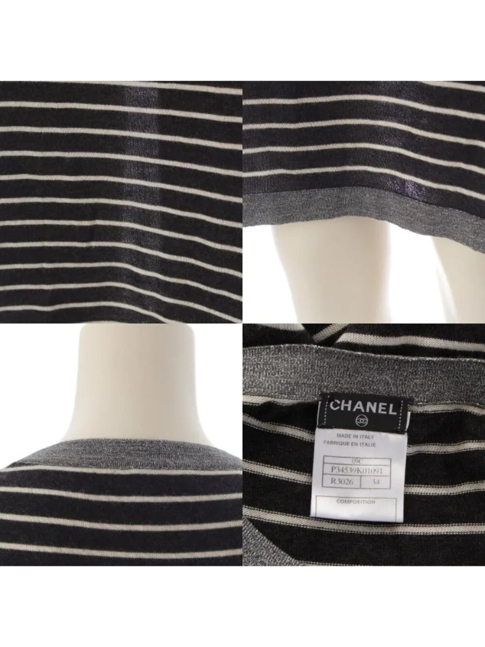 Chanel 09c Cashmere Silk Sleeve CC Logo Design Short Long Knit Dress Silver